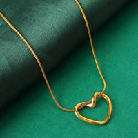 18K Gold Plated Classic Heart Commute Necklace with Elegant Design for Women | Anti-Tarnish, Skin-Friendly & Waterproof