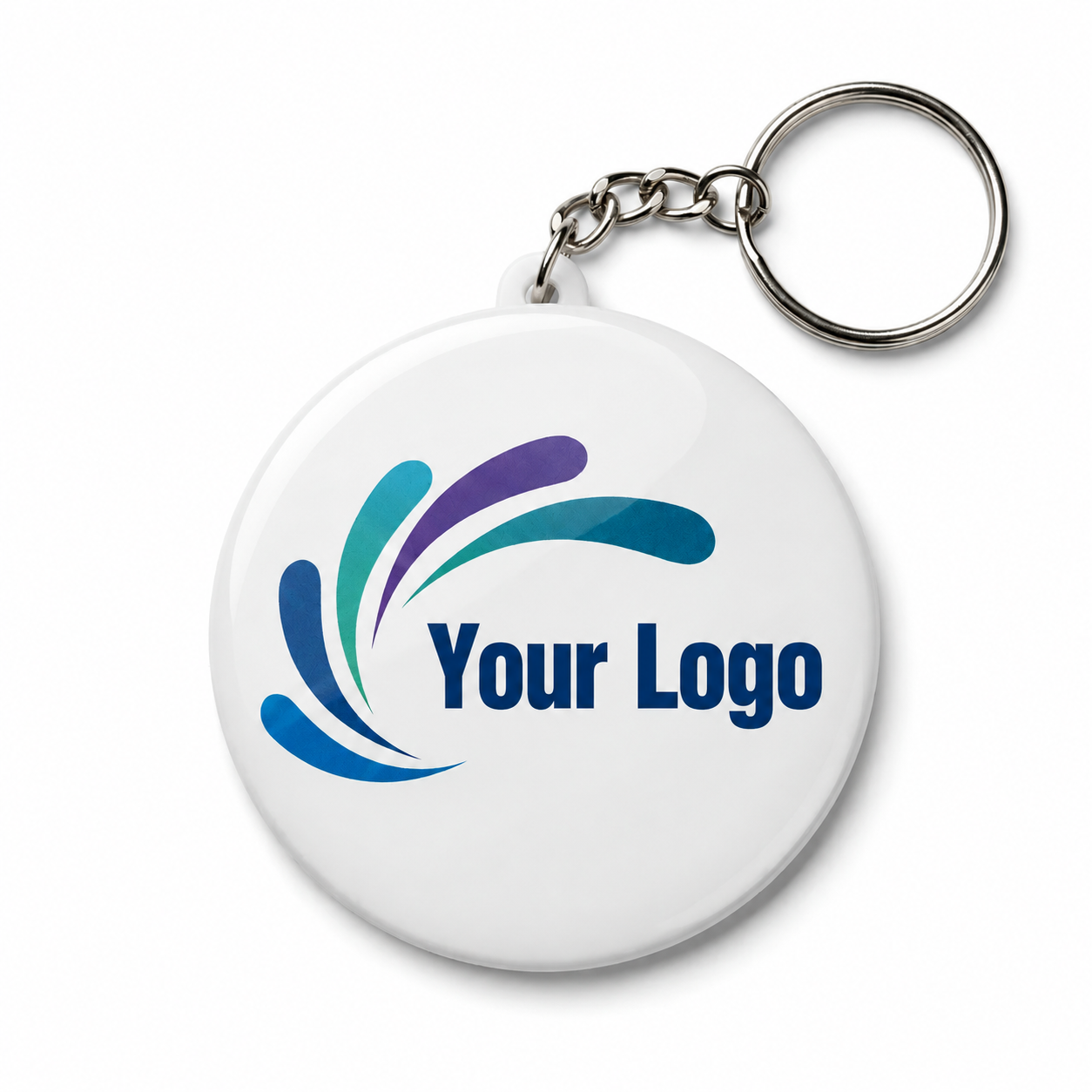 Custom Round Logo Keychain – Personalized Promotional Key Ring