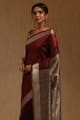 Maroon Tussar Madhubani Printed Saree